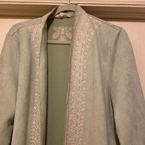 Solitaire Open faux green Suede Jacket